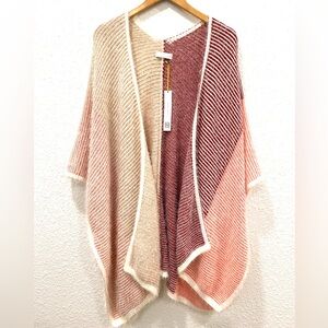 Anthropologie House of Harlow 1960 NWT Cream Red Pink Knit Cardigan Kimono Wrap